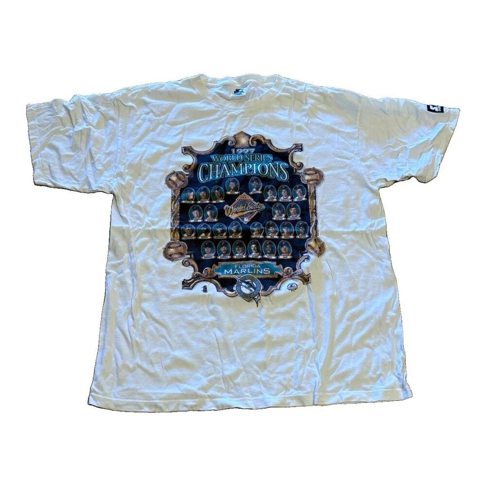 Vintage 90s Florida Marlins 1997 World Series Champions Tee Starter Men Large